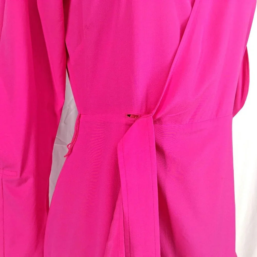 A.L.C. Women's Dress Pink Mini Enzo Silk Wrap Surplice V Neck Designer Size 0 - Picture 6 of 10